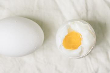 Top view of soft-boiled egg