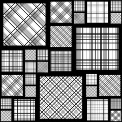 Abstract seamless pattern composed of square elements. Linear st