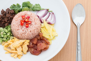 Fried rice with Shrimp paste, Thai food.