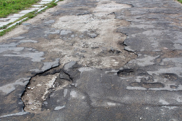 large pits with asphalt