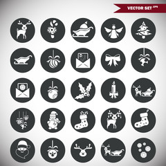 Set of twenty five Christmas icons web and mobile