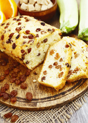 Zucchini cake with raisins