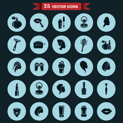 Set of twenty five beauty and fashion icons web and mobile