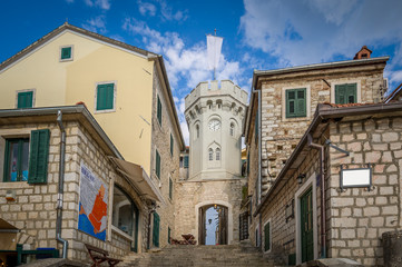 Clock tower in the Hetceg Novi old town