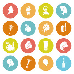 Set of  sixteen beauty and fashion icons web and mobile