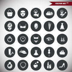 Set of twenty five beauty and fashion icons web and mobile