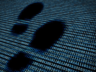 Footprint in digital background / Concept of digital footprint