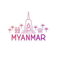 Sights in Myanmar and a logo beneath