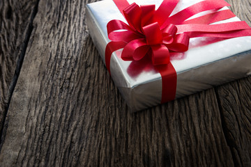 Packed glittery silver present container