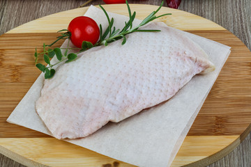 Raw duck breast