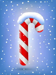 Christmas candy cane and snowflakes