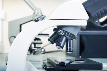 Laboratory Microscope. Scientific and healthcare research background.