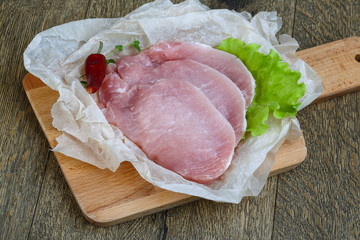 Raw pork steak