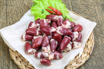Raw chicken hearts