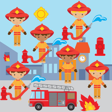 Firefighter vector illustration