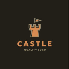 Abstract castle fortress trending flat quality logo vector sign