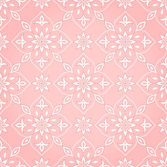 Seamless floral white texture on pink.