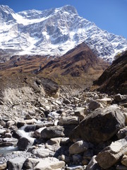 Fototapeta na wymiar Snow capped mountains in himalaya landscape