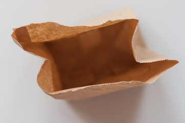 Brown paper bag from top view.