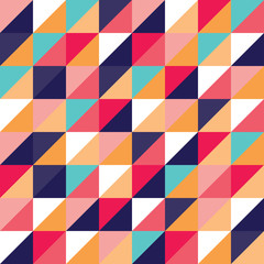 Fototapety  Vector modern seamless colorful geometry triangles pattern, color abstract geometric background, pillow multicolored print, retro texture, hipster fashion design
