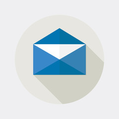 flat design email open envelope icon with long shadow