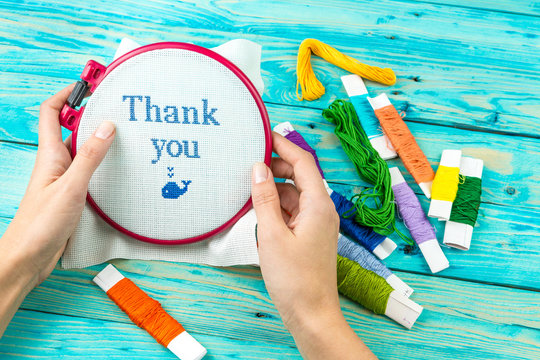 I enjoy needlework cross stitching. Words of gratitude Thanks. Top view