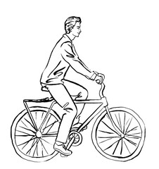 Fototapeta premium woman in dress on bicycle