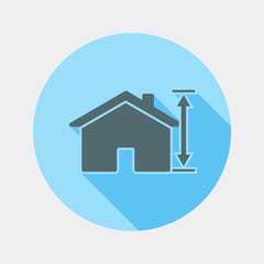 Flat design house and arrow icon with long shadow