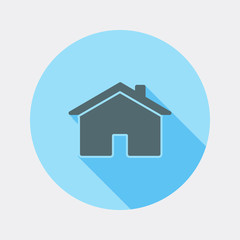 Flat design house icon with long shadow