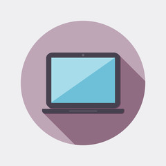 Flat design laptop icon with long shadow