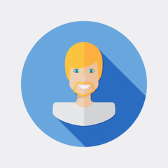 Flat design man character blond hair icon with long shadow