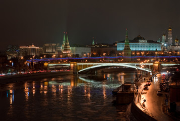 Fototapeta na wymiar Moscow Kremlin in the night lighting.