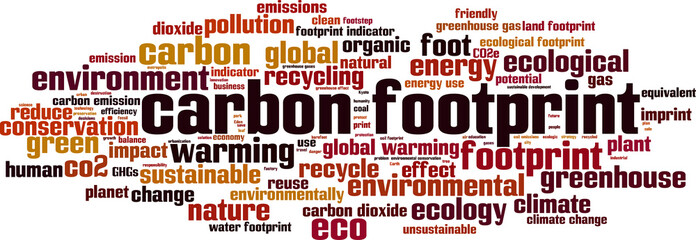 Carbon footprint word cloud concept. Vector illustration