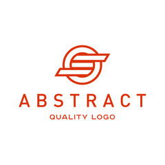 Technology abstract brand logo vector sign into flat style art