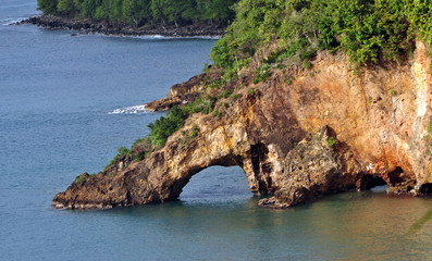 Scenic high heeled shoe rock formation in St. Lucia, Caribbean island