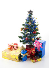 gift box and christmas tree