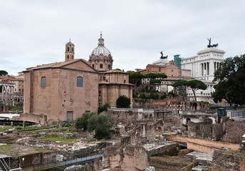 Imperial fora in Rome Italy