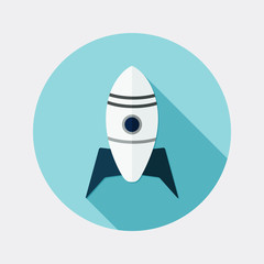 Flat design rocket icon with long shadow