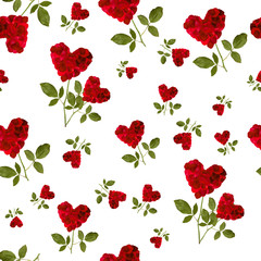 seamless pattern red heart rose petals