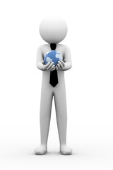 3d businessman holding globe illustration