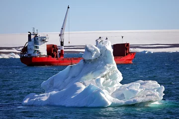 Deurstickers IJsberg en vrachtschip © Vladimir Melnik
