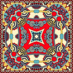 Abwaschbare Fototapete Traditional ornamental floral paisley bandanna. Square ornament © Kara-Kotsya