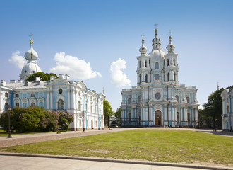 Fototapeta na wymiar Smolnyi cathedral (Smolny Convent), St. Petersburg