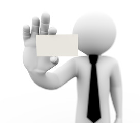 3d business person showing blank card