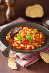 mexican veggie chilli in plate