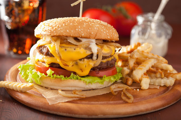 double cheeseburger with tomato and onion