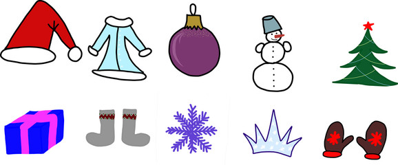 Set of Christmas attributes