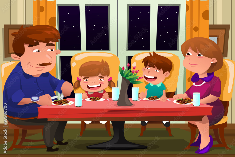 Canvas Prints family eating together