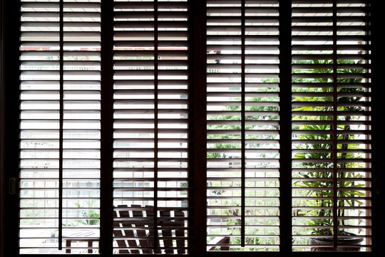 Wooden horizontal jalousie , dark