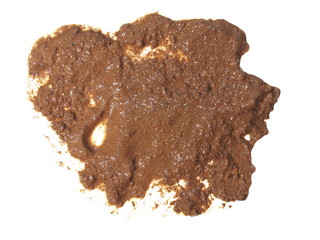 drops of mud sprayed isolated on white background, with clipping path